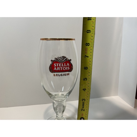 Set of 3 Stella Artois Belgium Beer Glasses Gold Rimmed Chalice Stemware 50cl - Picture 6 of 9
